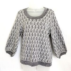 Jones New York Collection Sweater Size M Black Gray Metallic Knit 3/4 Sleeve